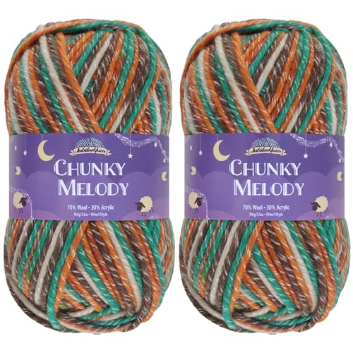 JubileeYarn Chunky Melody Yarn - 100g/Skein Bulky Wool Blend - Rustic Teal - 2 Skeins - color: 37 Rustic Teal, size: 2 Skeins