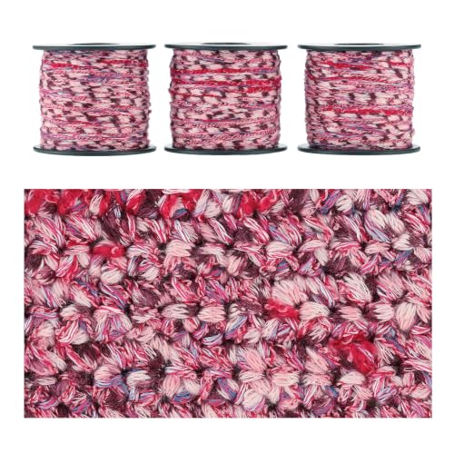 Artisanal Yarn Collection Multifiber Fancy Yarn for Knitting Crocheting Crafts DIY, Set of 3 Rolls(122 Pink Leopard Crush) - color: 122 Pink Leopard Crush