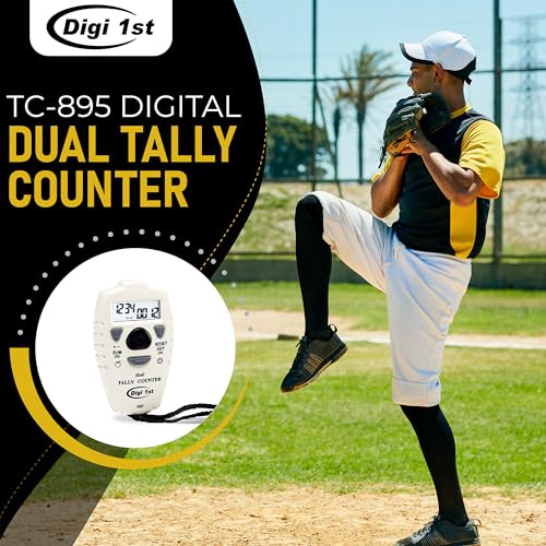TC-895 Digital Dual Tally Counter, Electronic Up Down Clicker Counter, Add/Subtract People Counter, Handheld Pitch Counter for Golf, Lap & Sports Games - size: 3-1/2