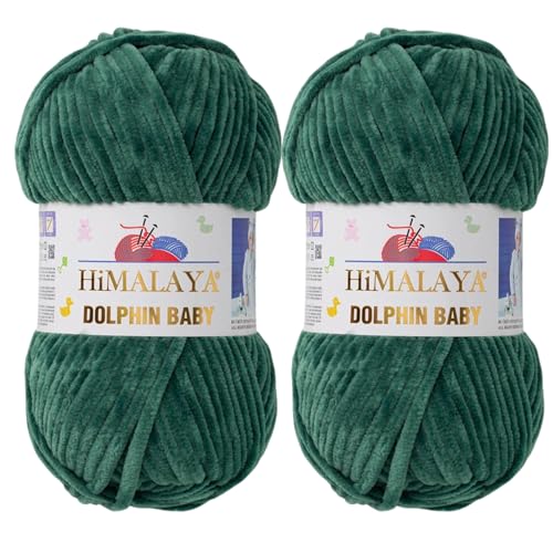 2-Pack Himalaya Dolphin Baby Yarn – Velvety Soft Chenille Yarn for Plush Amigurumi, Blankets, and Cozy Crochet & Knitting Projects (80360) - color: 80360