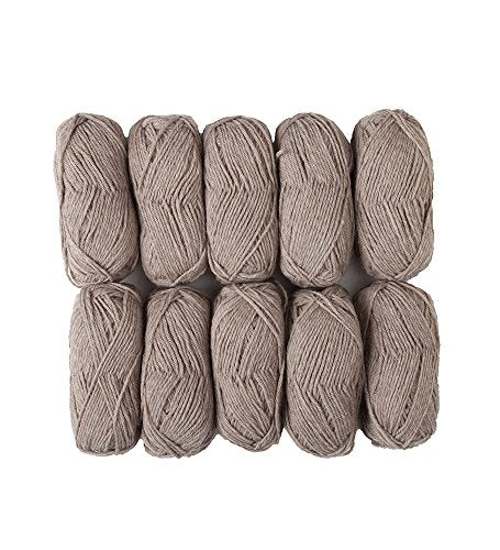 Knit Picks Wool of the Andes Beige 100% Wool Yarn Pack for Knitting | 10 skeins (500g total) of soft worsted weight crocheting yarn in Mink Heather color, good for felting. - color: Mink Heather