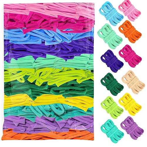 Eikovia 1200 Pcs Weaving Loom Refill Loops 6 to 7 Inch 12 Colors | Polyester Craft Bands for Potholder Looms DIY Projects Creative Weaving Kids Crafts and Colorful Handmade Designs