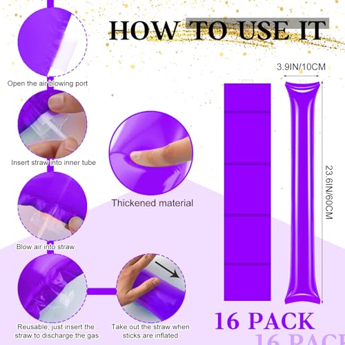 40 Pcs Purple Hand Clappers and purple Thunder Sticks Pom Poms Cheerleading Noise Makers for Sporting Events Football Games School Team Spirit Items Party Favors Dance - style: purple