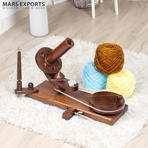 Mars Exports - Wooden Yarn Winder & Yarn Swift for Knitting and Crocheting | Hand Operated Manual Yarn Ball Winding Tools | Available as Winder, Swift & Combo (Rosewood)