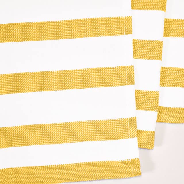 Realm 17" x 27" 100% Cotton Kitchen Towel (4 Pack) | Stripe Pattern Ochri Yellow | Soft, Plush & Absorbent with Solid White Backing - color: Ochri, style: Stripe Kitchen Towel