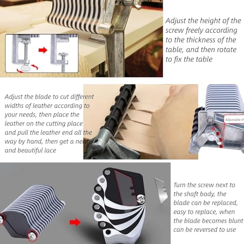 Leather Cutter Strap Cutter for Punching Fringe Braiding Belts Strips Manual Tool Lace Cutter with Scissors Blades Crafting Accessory for Leatherworking and DIY Projects