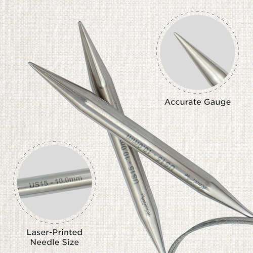 KnitPro Stelo Lace Circular Needles 16" (40cm) | US Size 15 (10mm) - size: US Size 15 (10mm)