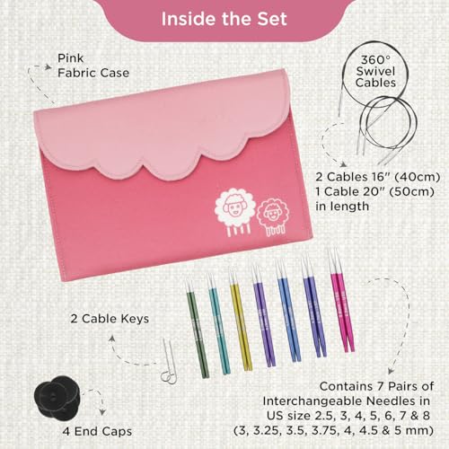 KnitPro Zing Midi Interchangeable Needle Set 4" (10cm) | 7 US Sizes (2.5 to 8) - size: Midi