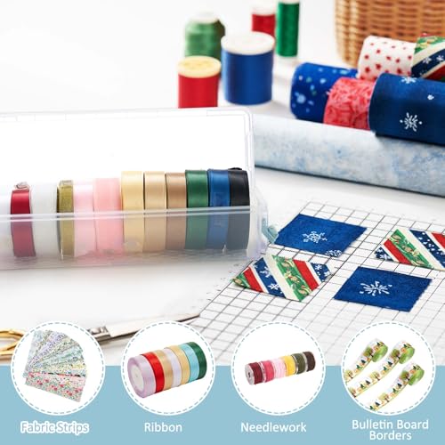 Tioncy 6 Pcs 13 x 4 x 3 in Fabric Strip Case, Blue | Jelly Cotton Fabric Patchwork Roll Storage Case Bulletin Board Border Storage Sewing Cloth Box for Cloth Strips Art Craft - color: Blue, size: 13 x 4 x 3 in