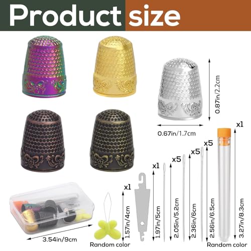 Nitlak 24 Pcs Thimbles Set, Thimbles for Hand Sewing with Needle Threader | Metal Sewing Thimbles for Hand Sewing, Thimble Ring with Needle Threader and Storage Box for Hand DIY Sewing