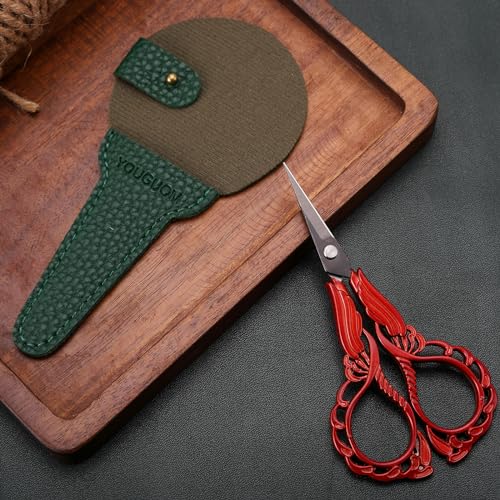 YOUGUOM Small Sewing Scissors, Little Embroidery Shears with Cover | 4.3in, Red, Sharp, Precision, DIY Tools, for Craft, Needlework, Cross Stitch, Paper, Thread Cutting, Left/Right Handed - color: Red