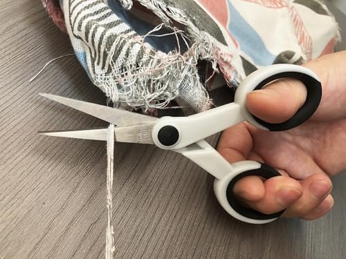 5 Inch Detail Scissors, Precision Paper Scissor Cutting, 3 Pack | Stainless Steel Blade, Soft Comfort-Grip, Straight Fine Tips Small Sewing Scissors Set, DIY Crafting and Home Use, White - color: White