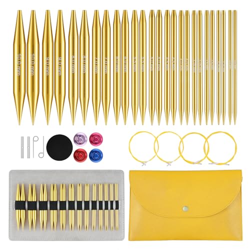 Stithoo Interchangeable Circular Knitting Needles Set, 13 Pairs (3mm-10mm) US 2.5-15 with 16, 24, 32, 40 Inch Cables, Accessories and Case for Knitting Hats, Sweaters, Shawls, Blankets