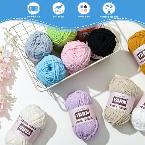 2 Packs Plush Chenille Chunky Crochet Yarn - Baby Yarn for Crocheting Soft - Velvet Yarns Knitting for Blankets Crafts - Fluffy Amigurumi Yarns 100g/131yds (2 Golden Yellow) - color: 2 Golden Yellow