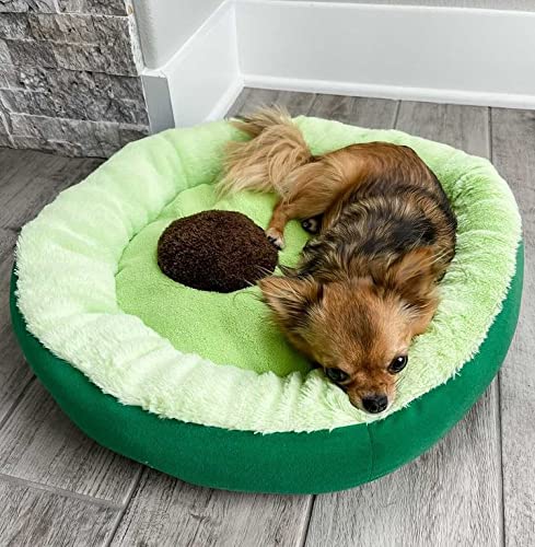 TONBO Soft Plush Small Cute and Cozy Avocado Dog Cat Bed, Washer and Dryer Friendly (Avocado) - color: Avocado