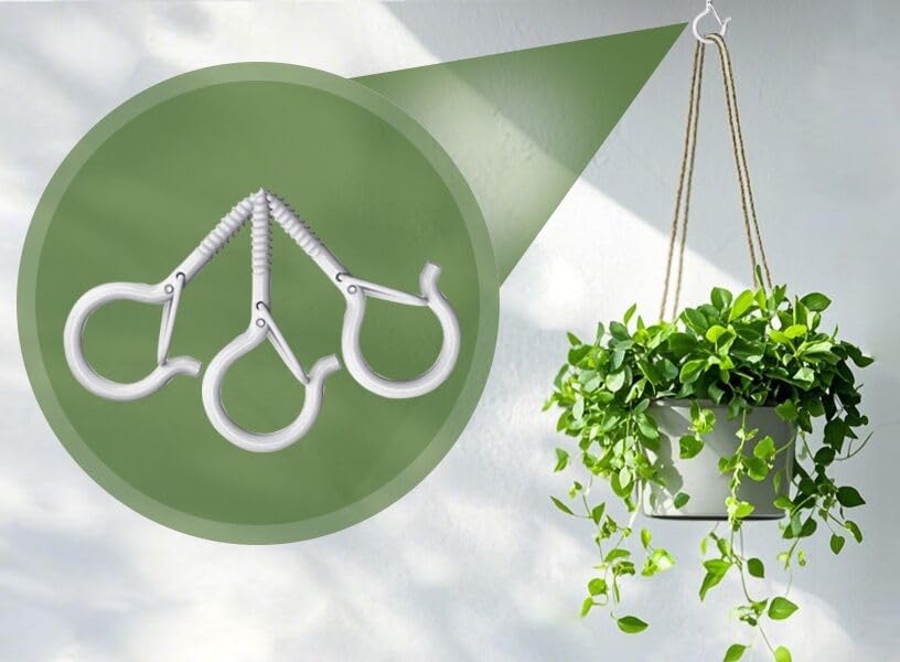 PlusRoc 20 Pack Screw Hooks for Hanging Plants Outdoor Lights(White) | Christmas Seasonal Lighting, Heavy Duty 2.2 Inch Eye Hook Cup Ceiling Hook Q-Hanger for Patio, Wall Wood Ceiling Deck Mount - color: White