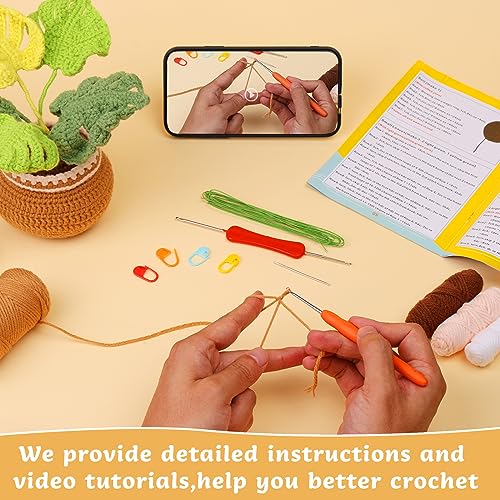 kgxulr Crochet Kit, Monstera Leaves Knitting Kit, Crochet Kit for Beginners | Crochet Kit for Beginners, Crochet Flower Kit, Beginner Crochet Kit for Adults with Step-by-Step Video Tutorials - color: Monstera Leaves
