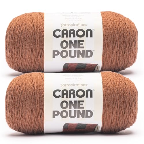 Caron One Pound Soft Yarn for Crocheting & Knitting, Sienna, 2-Pack | #4 Worsted Medium, Soft 100% Acrylic Yarn for Crochet, Knitting, Blankets and Crafts, 812yds, 453.6g/16oz per skein - color: Sienna, size: 2 Pack