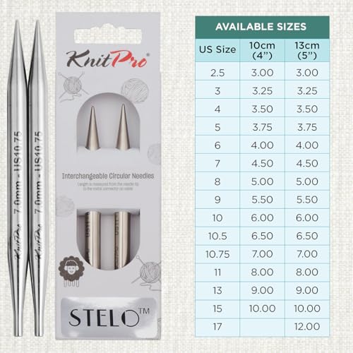 KnitPro Stelo Lace Interchangeable Tips 4" (10cm) | US Size 10.75 (7mm) - size: US Size 10.75 (7mm)