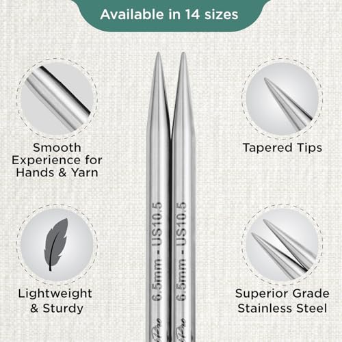 KnitPro Stelo Lace Interchangeable Tips 4" (10cm) | US Size 10.5 (6.5mm) - size: US Size 10.5 (6.5mm)