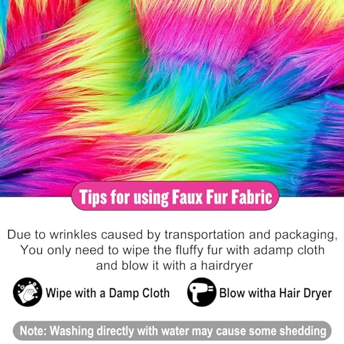 Rainbow A 2x60Inch Faux Fur Shaggy Plush Faux Fur, Fabric Precut Strips Fluffy Fuzzy Faux Fur, Craft Beard Hair, Beard Miniature Dolls Rugs Mats Gift, Winter Halloween Christmas Costume Party Decor - color: Rainbow a
