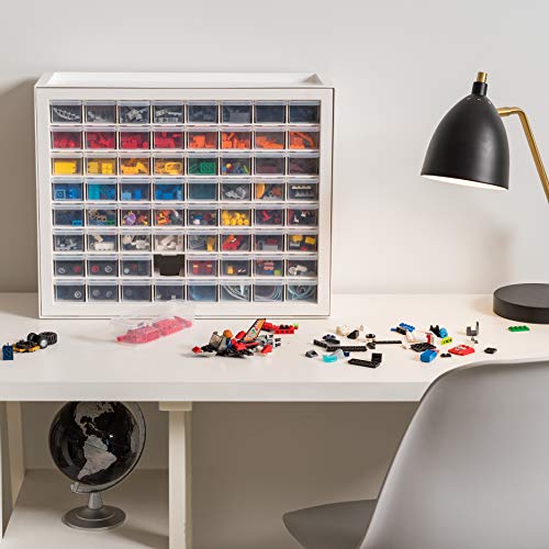 IRIS USA 64-Drawer Screw Organizer, Hardware Storage, Made in USA, White | Wall mountable, Stackable, Art & Craft Supplies, Beads, Gem Stones, Building Bricks, Garage Tool Storage - color: White, size: 64 Drawer