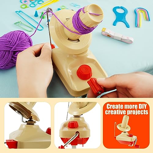 Yarn Ball Winder Hand Operated Low Noise Winder with Scissors Portable Lightweight Wool String Winders Reusable Manual Winders for Yarn Wool Fiber String