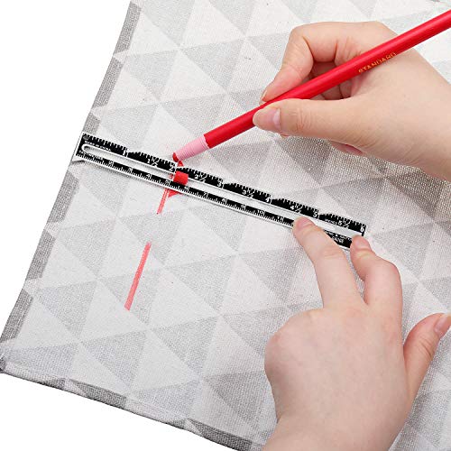 3 Pieces Seam Measure Gauge Sewing Ruler Sewing Gauge Tool Metal Fabric Quilting for DIY Fabric Crafts Knitting Hemming Measuring Supplies, 3 Styles