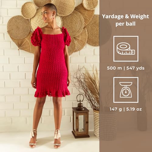CIRCULO Anne Yarn Pack, 1641 yds for Knitting & Crochet, 3 Balls of 100% Mercerized Brazilian Virgin Cotton, Soft Fingering Weight, Color 7650 Almond - color: Earthy (7650 - Almond), style: 3-Pack