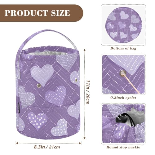 Tatenale Crochet Bag Yarn Bag Knitting Project Bag with Pockets and Handle Portable Yarn Storage Organizer Tangle Free 8.3x11 Inch Lavender Romantic Hearts Valentines Gifts - color: Lavender Romantic Hearts Valentines