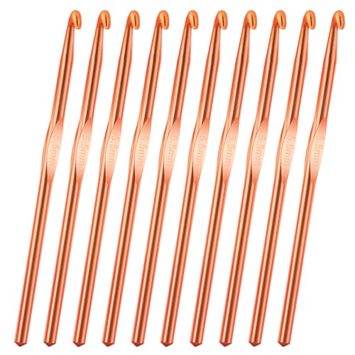 10Pcs 5.5mm Aluminum Crochet Hook, Size I (Size 9) Knitting Needles Craft Yarn, Crochet Hook for DIY Craft, Gold Crochet Needles for Knitting Scarf(Orange) - color: 5.5MM Orange