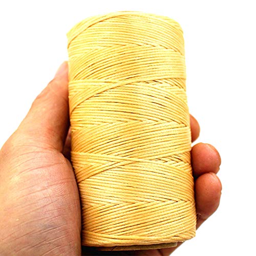 284Yards Leather Sewing Thread Waxed, Waxed Polyester Cord, Wax String | Waxed Thread for Bookbinding, Upholstery Thread Heavy Duty, Wax String for Leather Craft DIY/Bookbinding/Shoe Repairing - color: Apricot