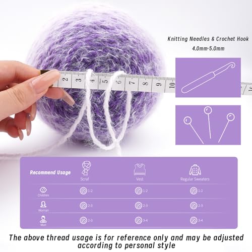 Yarn for Crocheting,Gradient Cake Crochet Yarns for Knitting,3 Pack | 6.7 oz-394 Yards-80% Acrylic 20% Nylon Super Soft Cake Yarn for Crocheting Blanket,Scarves,Lavender - color: Purple Gradient
