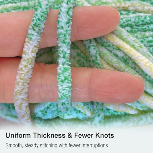 4-Pack Super Soft Chenille Velvet Yarn for Crocheting, Medium to Bulky (#4-#5), Multicolor Chenille Yarn for Blanket Making,Plushies and Beginner Knitting Crafts (Green) - color: Green