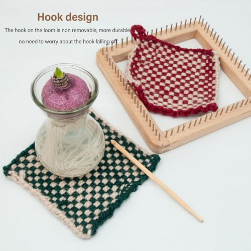 Wooden Knitting Looms for Blankets Square, DIY Hand Crafted Chunky Yarn Looms Board for Hat Scarf Socks Sweater Beech Wood & Stainless Steel (30 * 30cm) - size: 30*30cm