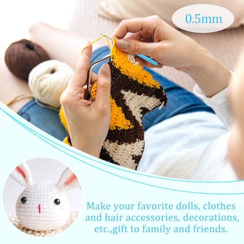 0.5 mm Crochet Hook, Ergonomic Handle for Arthritic Hands, Extra Long Knitting Needles for Beginners and Crocheting Yarn (0.5 mm) - size: 0.5mm