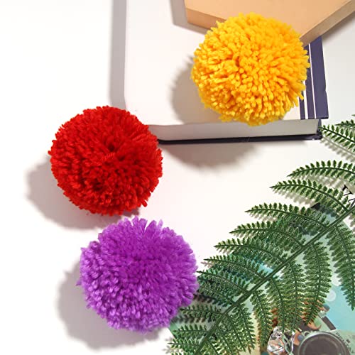 Pack of 12 Yarn Pom Poms for Hats 8CM-3 INCH Party Supplies Fuzzy Pompoms Balls with Tails Handmade Craft Pom Poms Decorative Accessories (Purple) - style: Purple