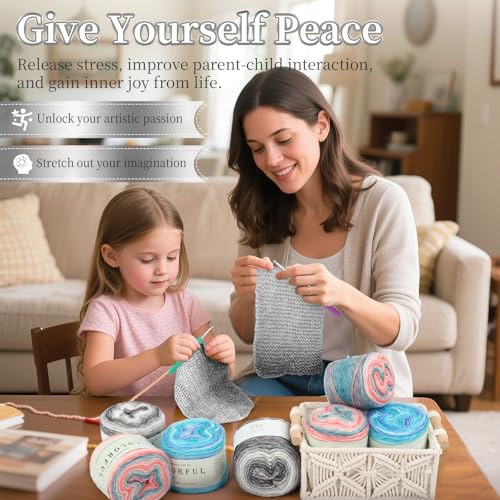 Aeelike Cake Yarn for Crocheting, Soft Ombre Crochet Yarn, Ink Gradient | 3 PCS #3 Light weight 100g(3.52oz) 245m( 267yards), 60% Cotton Blend Gradient Yarn for Blanket Scarves DIY Crafts, Ideal Gift - color: Grey White Gradient, size: 3 pcs
