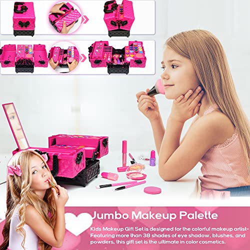 52 PCS Kids Makeup Kit, Safe and Washable Makeup for Kids Princess Toys | Real Girls Makeup Kit, Toddler Makeup Kit with Cosmetic Case, Maquillaje Para Niñas, Birthday Gifts for Girls 3 4 5 6 7 8 9 - style: Makeup-Palette-L-Rose