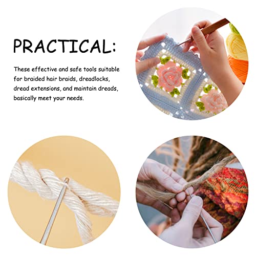 AUEAR, 3 Pack Crochet Hook Dreadlock for Hair 1 Lock Needle with Bamboo Handles Dreads Braid Craft (0.5 mm Diameter) - color: 0.5 mm, size: 3 Pack