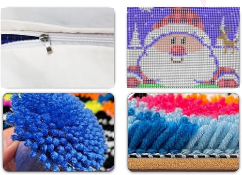 YOOTOM Owl Latch Hook Pillow Kits,DIY Cushion Cover Making Crafts | 17"x17" Pre-printed Latch Hook Kits,All-in-one DIY crochet Pillow Cover Making Crafts for Adult Beginners - color: Owl