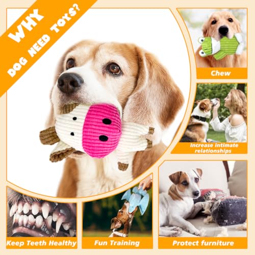 MRSOHRET Dog Toys Squeak, Tough Plush Puppy Chew Toy for Aggressive Chewers | 5 Pack Durable Plush Puppy Chew Toys for Teething, Stuffed Dog Toy for Large Medium Small Breed to Keep Them Busy