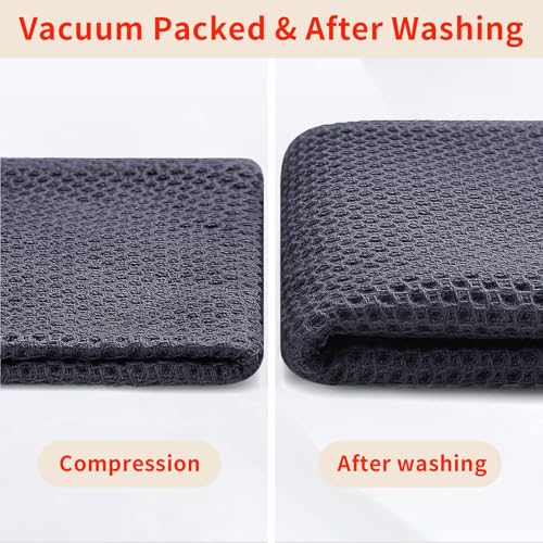 Homaxy 100% Cotton Waffle Weave Kitchen Dish Cloths 24-Pack, Dark Grey | 12 x 12 Inches, Ultra Soft Absorbent Dish Towels, Quick Drying Dish Rags with Hanging Loop - color: Dark Grey, size: 12 X 12 - 24 Pack