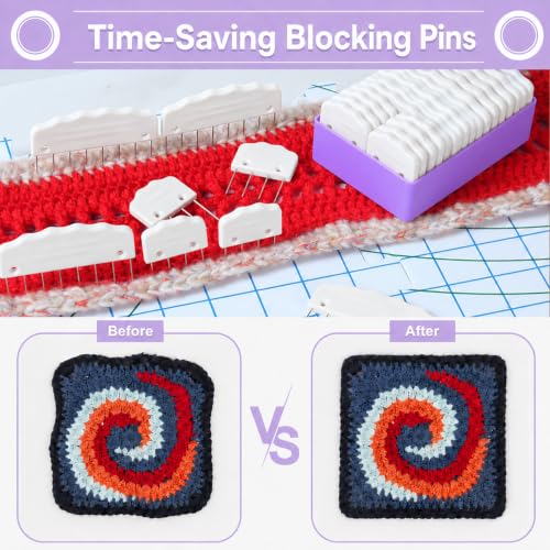 20pcs Knit Blocking Pin Kit, Knit Blockers Combs for Crochet Knitting Blocking Board Mats, Knit Blocking Pins for Crochet Projects Sewing Lace Needlework Projects Tool (White) - color: White
