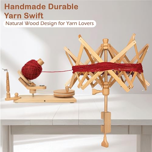 Wooden Yarn Umbrella Swift Winder - Rosewood Yarn Skein Holder - Yarn Swift Winder for Crocheting & Knitting (Beachwood Umbrella Swift) - color: Beachwood Umbrella Swift