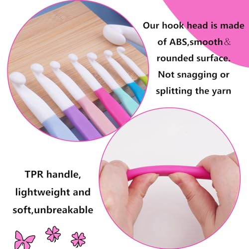 Hobekoee 9mm Large Crochet Hook,Big Crochet Hooks for Chunky Yarn,Extra Long Crochet Hooks with Soft Ergonomic Handle for Crocheting Yarn,Wool Roving - size: 9mm