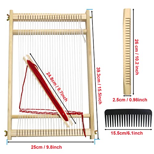 Weaving Loom Kit,Wooden Multi-Craft Weaving Loom Tapestry Loom Large Frame 9.85x 15.5inch,DIY Hand-Knitting Weaving Machine with Loom Stick Bar for Kids, Adult and Beginners Handcraft Loom
