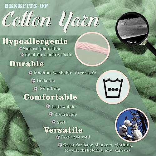 JubileeYarn Cotton Select Yarn - 50g/Skein Sport Weight - Shades of Green - 4 Skeins - color: Shades of Green, size: 4 Skeins