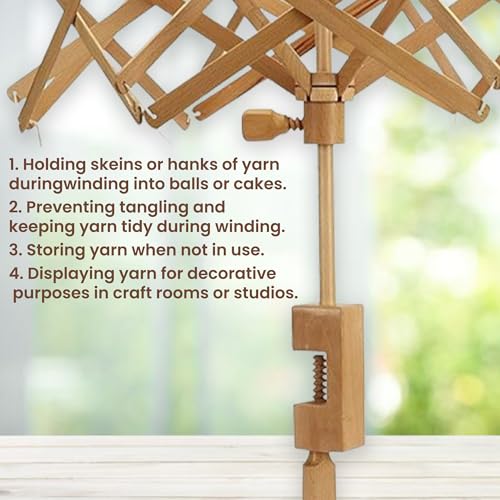 Hand Operated Yarn Ball Winder | Swift, Yarn, Wool, and String Holder| Knitting & Crochet Accessories Galaxy Indiacraft (Natural Rosewood)… - color: Umbrella Swft Natural Beechwood