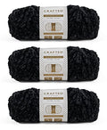 Crafted By Catherine Braided Velvet Yarn - 3 Pack, Black, Gauge 7 Jumbo - size: 17.6 oz/ 3 Pack